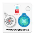 Адресник для собак і котів WAUDOG Smart ID "Градієнт блакитний" металевий L з QR паспортом коло 30 мм