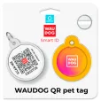 Адресник для собак і котів WAUDOG Smart ID "Градієнт помаранчевий" металевий L з QR паспортом коло 30 мм