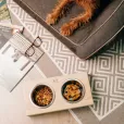 Миски на підставці для котів і собак Harley&Cho Lunch Bar Natural Wood + White S дерево/сталь 2*450 мл / 7 см