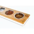 Миски на подставке Harley&Cho Lunch Bar Natural Wood + White S (на 3 миски)