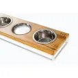 Миски на подставке Harley&Cho Lunch Bar Natural Wood + White S (на 3 миски)