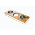 Миски на подставке Harley&Cho Lunch Bar Natural Wood + White S (на 3 миски)