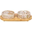 Миски на подставке для собак Trixie Bowl Set Ceramic/Bamboo керамика/бамбук 2*300 мл 12см белый