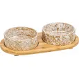 Миски на подставке для собак Trixie Bowl Set Ceramic/Bamboo керамика/бамбук 2*300 мл 12см белый
