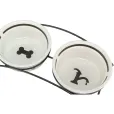 Миски на подставке для собак Trixie Bowl Set Eat on Feet металл/керамика белые 2*600 мл / 9 см