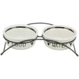 Миски на подставке для собак Trixie Bowl Set Eat on Feet металл/керамика белые 2*600 мл / 9 см