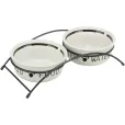 Миски на подставке для собак Trixie Bowl Set Eat on Feet металл/керамика белые 2*600 мл / 9 см