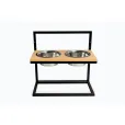 Миски на регульованій підставці для собак Harley&Cho Lift Natural Wood + Black L дерево/сталь 2*1,8 л / 40 см
