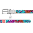 Нашийник для собак WAUDOG Design "Літо" шкіряний XS з QR паспортом 20-28 см / 12 мм білий