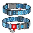 Нашийник для собак WAUDOG Nylon "Етно синій" нейлоновий S з QR-паспортом 25-35 см / 15 мм