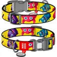Нашийник для собак WAUDOG Nylon "Мохнаті монстри" нейлоновий S з QR-паспортом 25-35 см / 15 мм