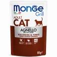 Вологий корм для дорослих котів Monge Grill Cat Adult Lamb з ягням в желе 85 г