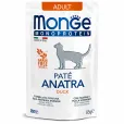 Вологий корм для дорослих котів Monge Monoprotein Cat Pate 100% Duck Паштет з качкою 85 г