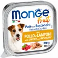 Вологий корм для дорослих собак Monge Fruit Dog Adult with Chicken and Raspberry Паштет з куркою та малиною 100 г