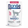 Вологий корм для стерилізованих котів Monge Monoprotein Cat Sterilised Pate 100% Beef Паштет з яловичиною 85 г