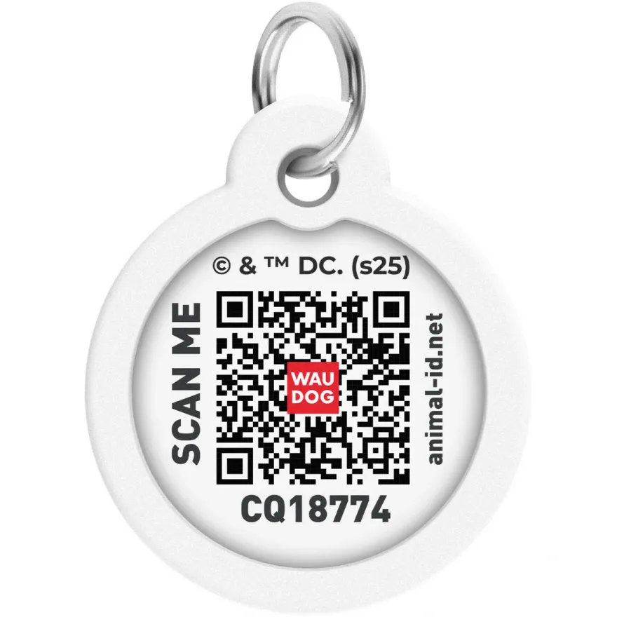 Адресник для собак і котів WAUDOG Smart ID "Бетмен ескіз" металевий L з QR паспортом коло 30 мм