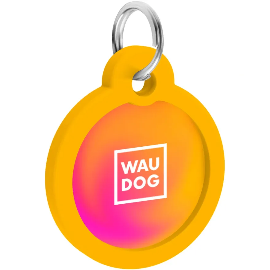 Адресник для собак і котів WAUDOG Smart ID "Градієнт помаранчевий" металевий S з QR паспортом коло 25 мм