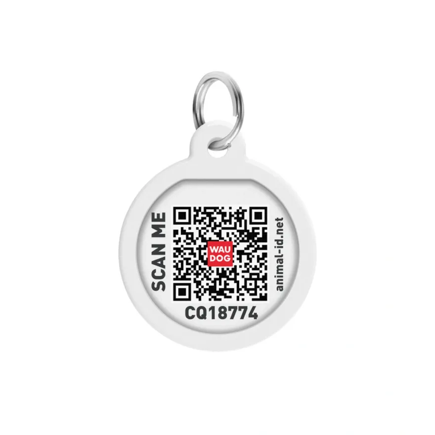 Адресник для собак і котів WAUDOG Smart ID "Мілітарі" металевий S з QR паспортом коло 25 мм