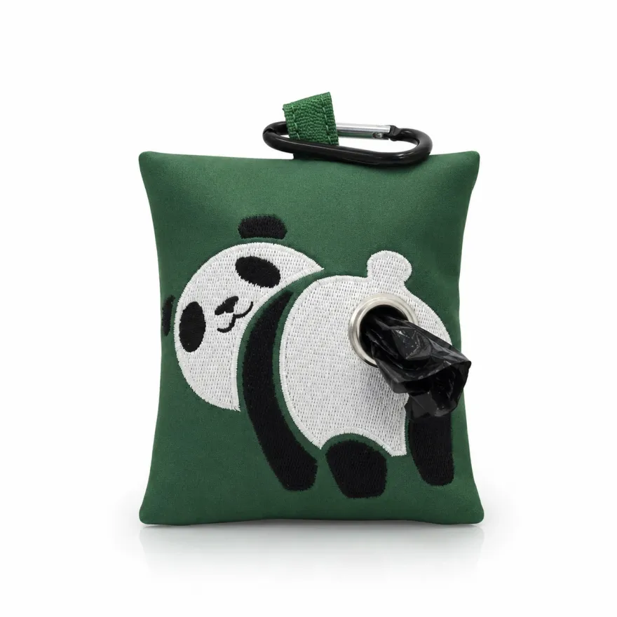 Брелок-диспенсер для пакетів Croci Strange Face Panda сумочка з пакетами для фекалій 15 шт зелений