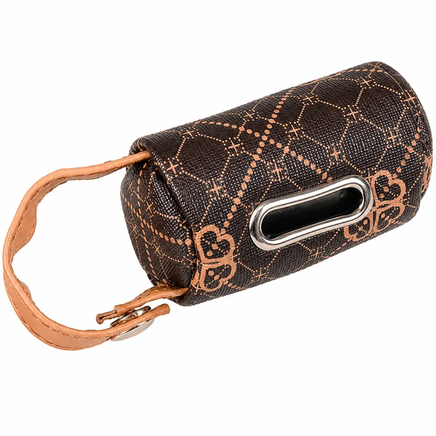 Брелок-диспенсер для пакетів Flamingo Poo Bag Holder сумочка з пакетами для фекалій 15 шт коричневий
