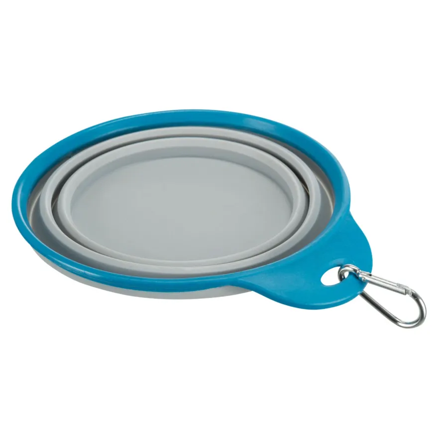 Дорожна складна миска Trixie Travel Bowl з карабіном для собак та котів сіра 1 л
