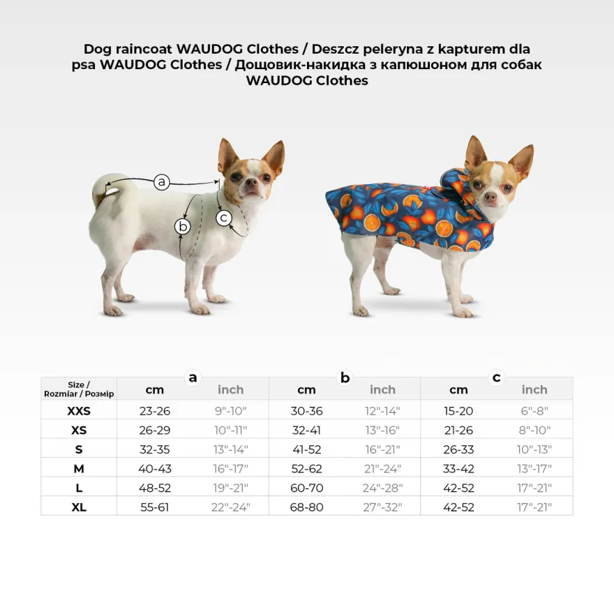 Дощовик-накидка для собак WAUDOG Clothes"Мохнаті монстри" з капюшоном M