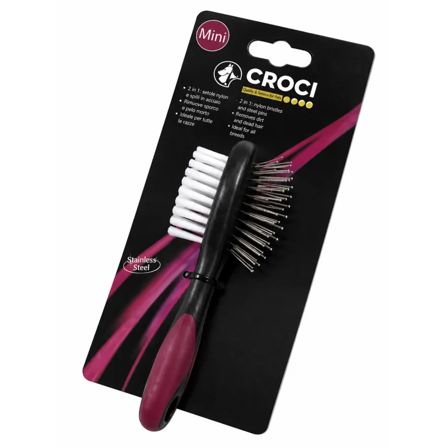 Двустороння щітка Croci Vanity міні XS 3,7*4,5 см / 14 см / 15 мм Двустороння щітка Croci Vanity міні XS 3,7*4,5 см / 14 см / 15 мм
