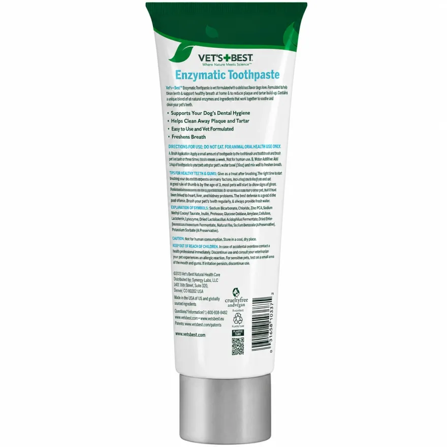 Ензимна зубна паста-гель VET`S BEST Dental Gel Toothpaste для догляду за зубами і ротовою порожиною собак 103 мл