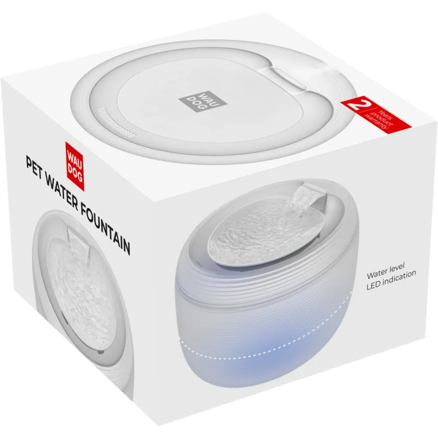 Фонтан для пиття WAUDOG Device білий з підсвіткою 21*15 см / 2,5 л