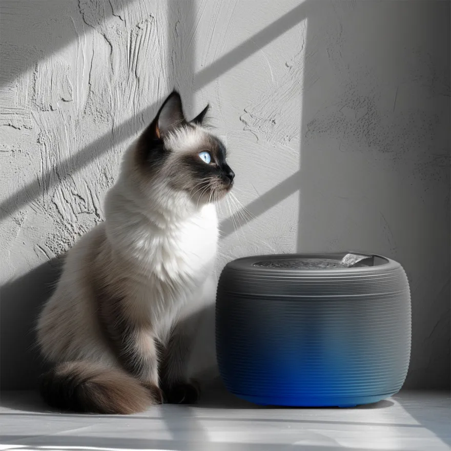 Фонтан для пиття WAUDOG Device чорний з підсвіткою 21*15 см / 2,5 л