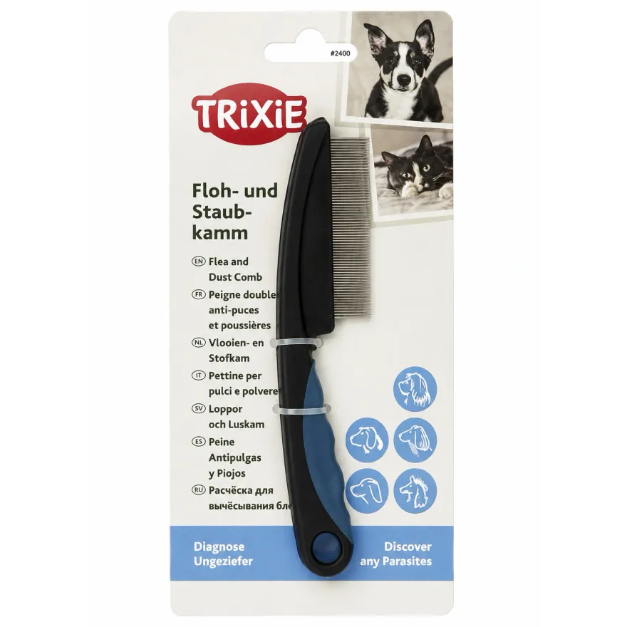Гребінець Trixie Flea and Dust Comb для виявлення бліх та вошей, односторонній густий зуб 13 мм * 15 см