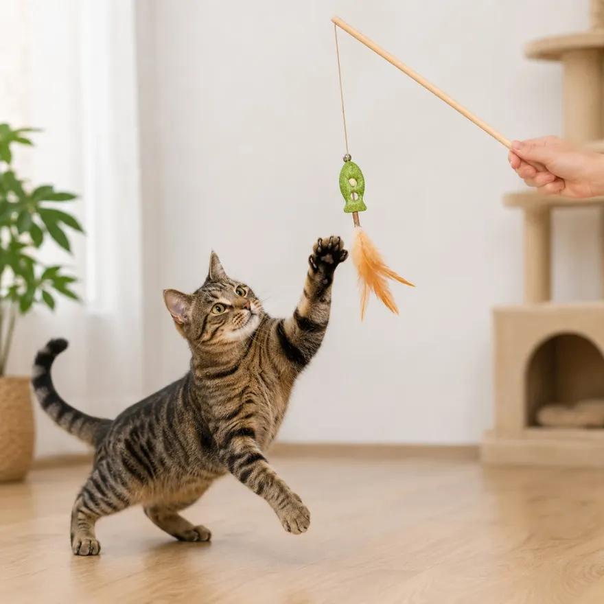 Іграшка для котів WAUCAT Fun Natural Дражнилка з рибкою 60 см