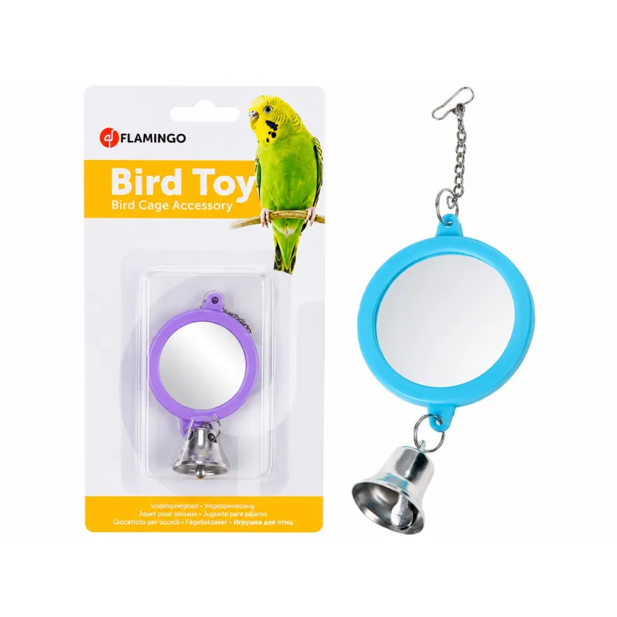 Іграшка для птахів Flamingo Mirror Round Bell Дзеркало кругле з дзвіночком 6 см