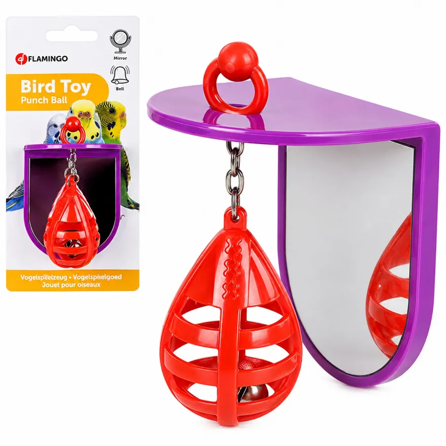 Іграшка для птахів Flamingo Punch Ball Боксерська груша з дзеркалом 6,5*7,5*6 см