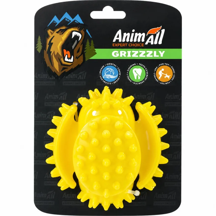 Іграшка для собак AnimAll GrizZzly Мультифункціональний м'яч жовтий 7 см