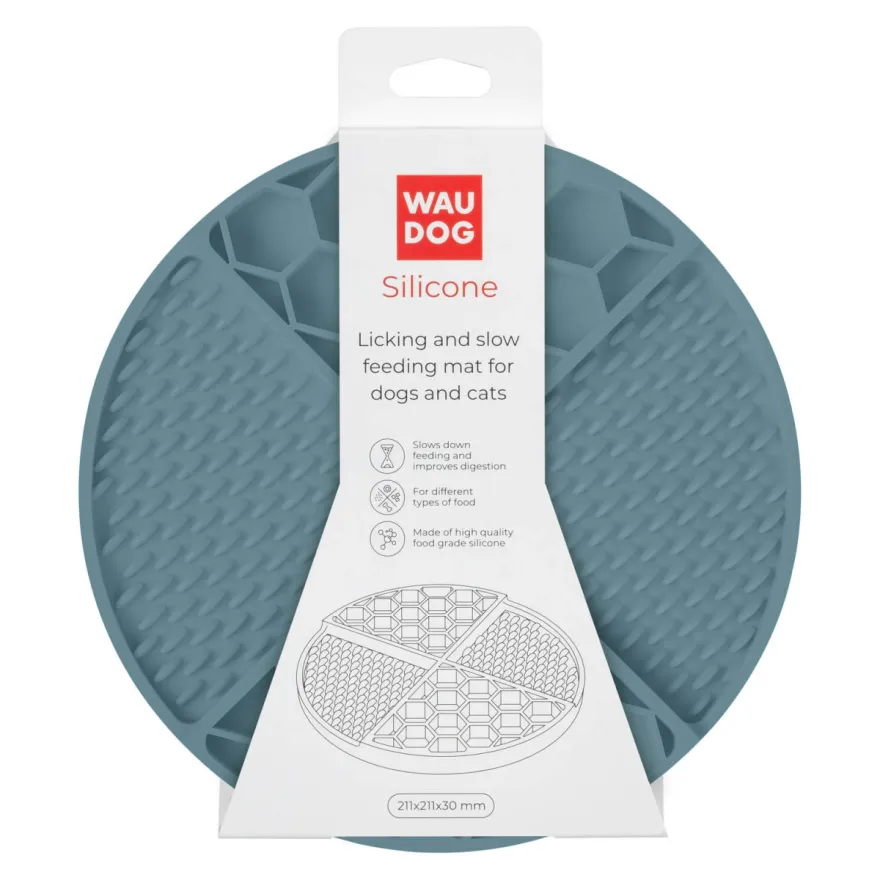 Килимок для злизування і повільного харчування WAUDOG Silicone сірий 211х211х30 мм