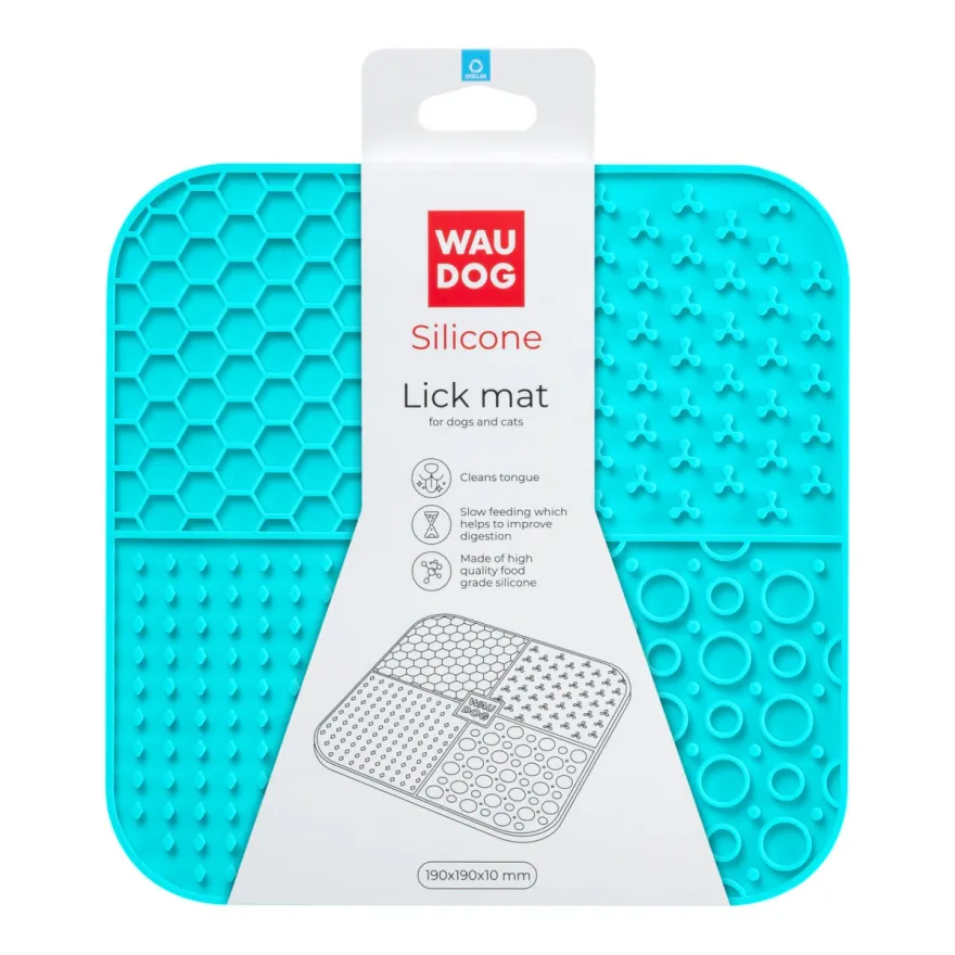 Килимок для злизування WAUDOG Silicone блакитний 190х190х10 мм