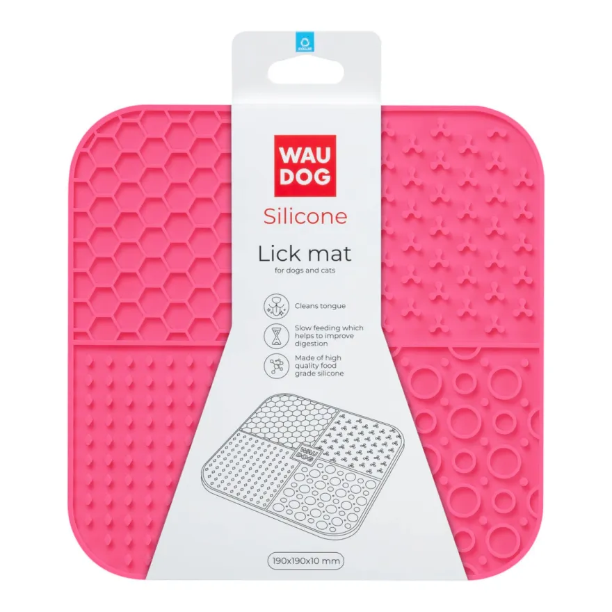 Килимок для злизування WAUDOG Silicone рожевий 190х190х10 мм