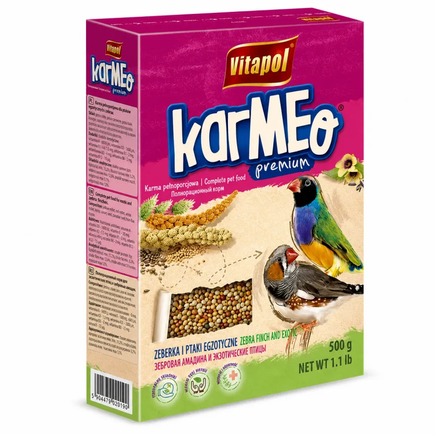 Корм для зебрових амадин та екзотичних птахів Vitapol Karmeo Premium 500 г
