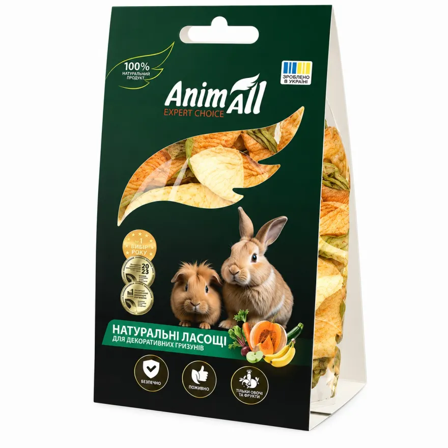 Ласощі для гризунів AnimAll Сушені яблуко та банан 30 г