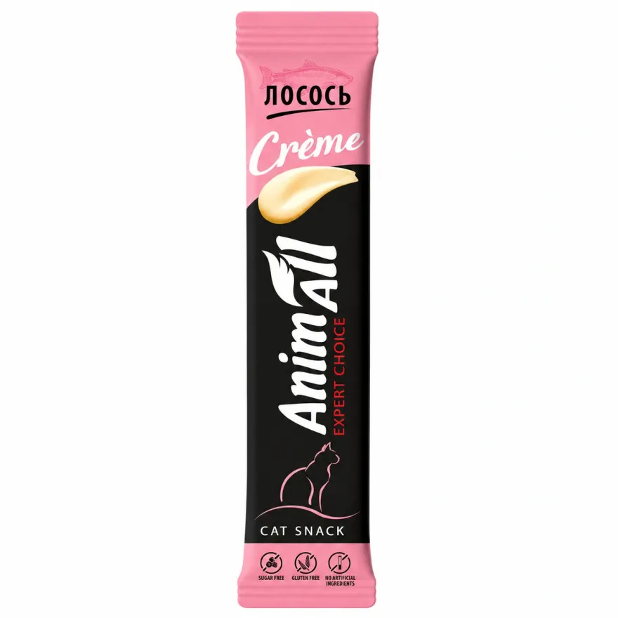 Ласощі для котів AnimAll Creme Кремовий мус з лососем 6*15 г