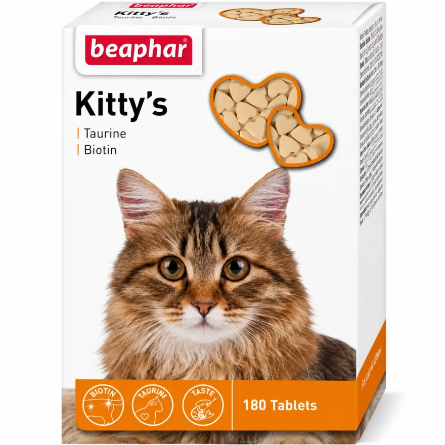 Ласощі для котів Beaphar Kitty's Taurin та Biotin з біотином і таурином 180 табл. (126 г) Ласощі для котів Beaphar Kitty's Taurin та Biotin з біотином і таурином 180 табл. (126 г)