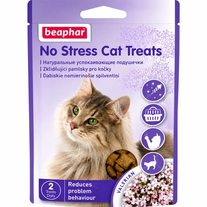 Ласощі для котів Beaphar No Stress Cat Treats Подушечки для зняття стресу у котів 35 г