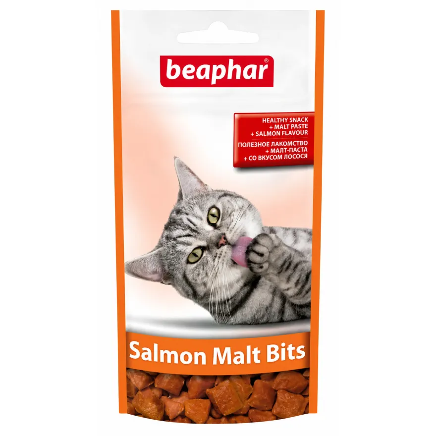 Ласощі для котів Beaphar Salmon Malt Bits Подушечки з лососем та мальт-пастою 35 г Ласощі для котів Beaphar Salmon Malt Bits Подушечки з лососем та мальт-пастою 35 г