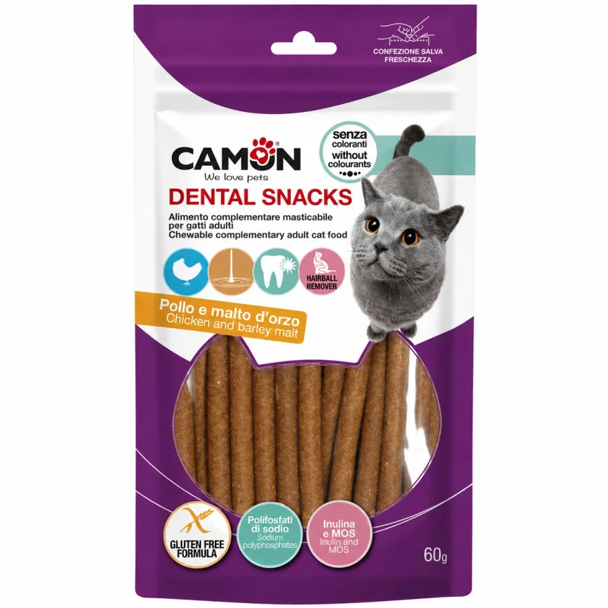 Ласощі для котів Camon Dental Snak Палички курячі зі смаком солоду 60 г Ласощі для котів Camon Dental Snak Палички курячі зі смаком солоду 60 г