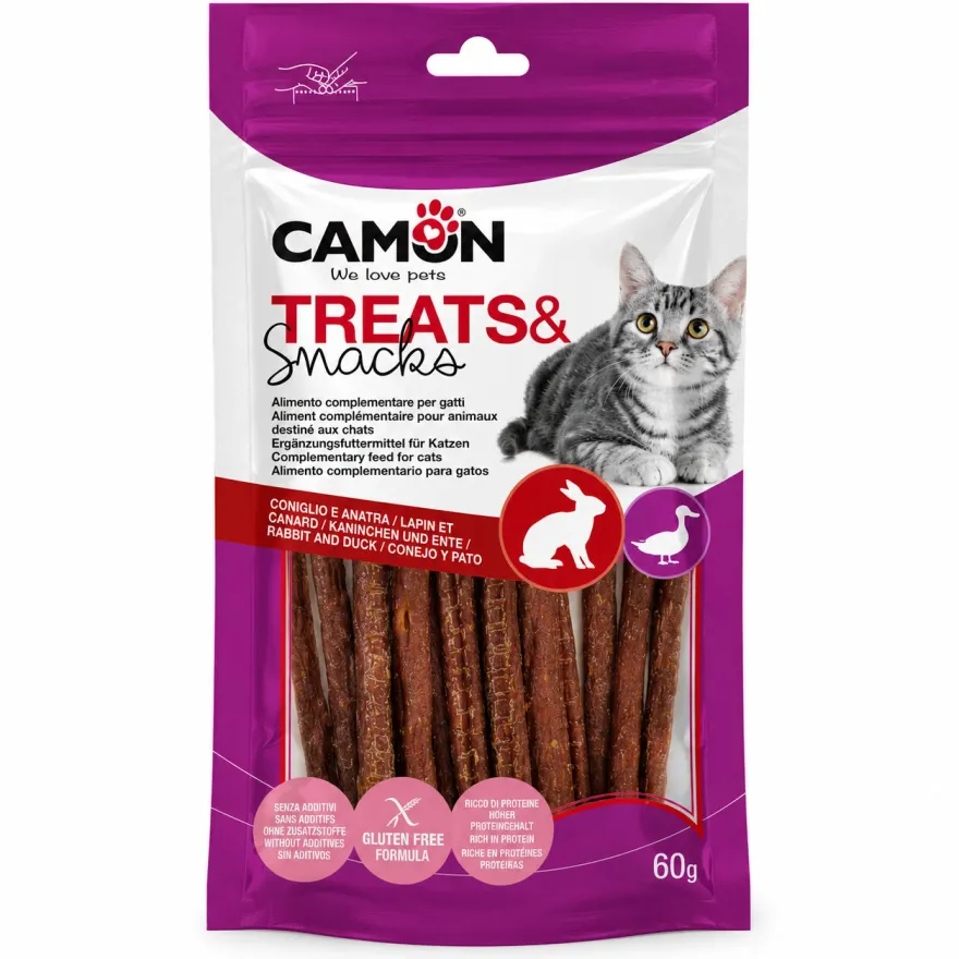 Ласощі для котів Camon Treats&Snaks Палички з кролячого м'яса та качки 60г