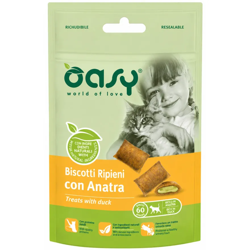 Ласощі для котів OASY CAT Treats Подушечки з качкою 60 г