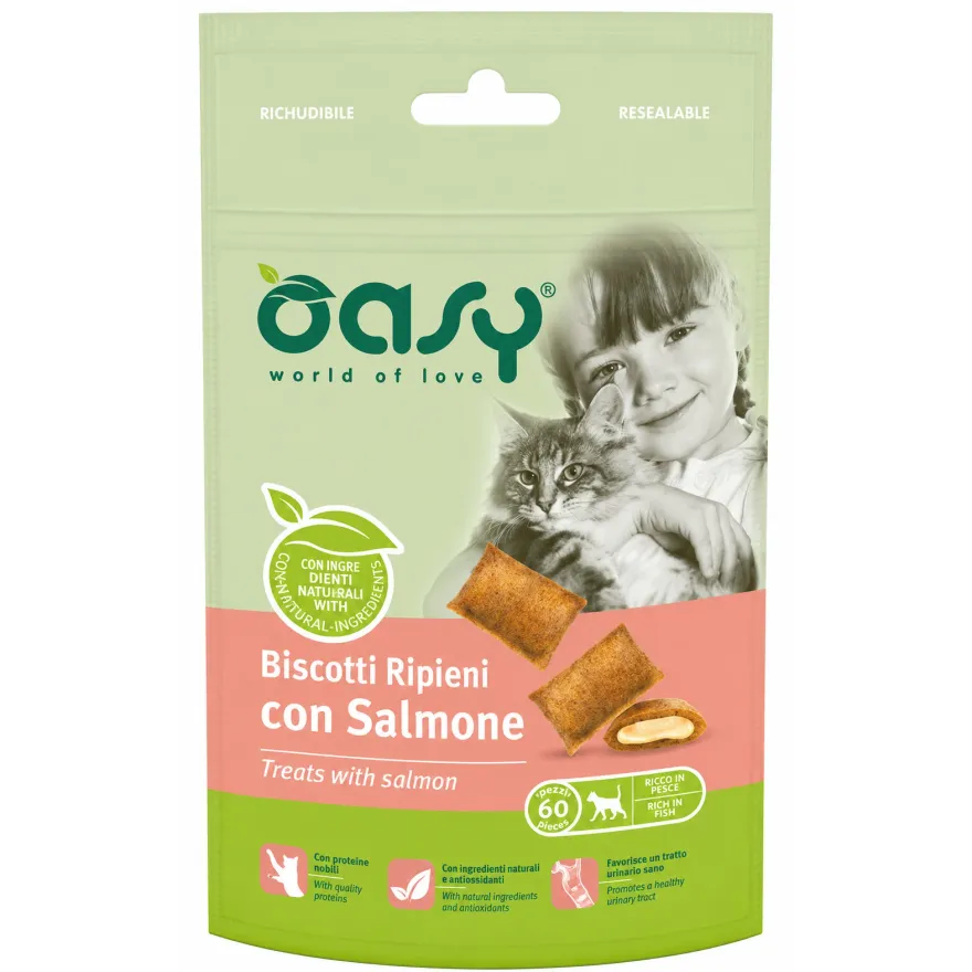 Ласощі для котів OASY CAT Treats Подушечки з лососем 60 г