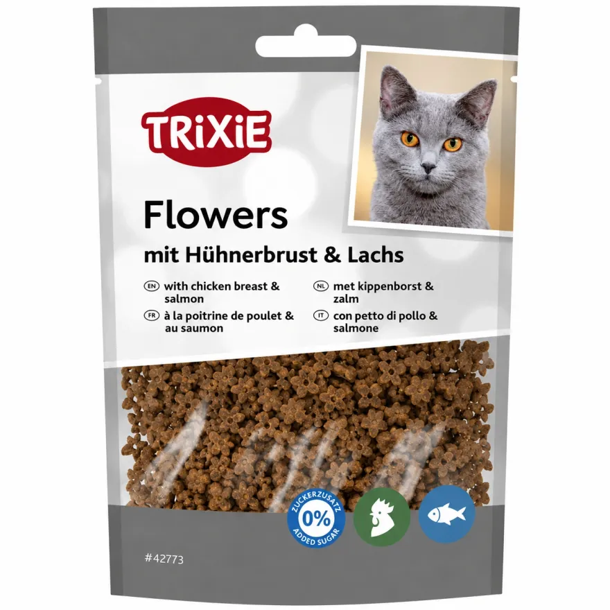 Ласощі для котів Trixie Flowers Хрусткі снеки з курячою грудкою та лососем 50 г