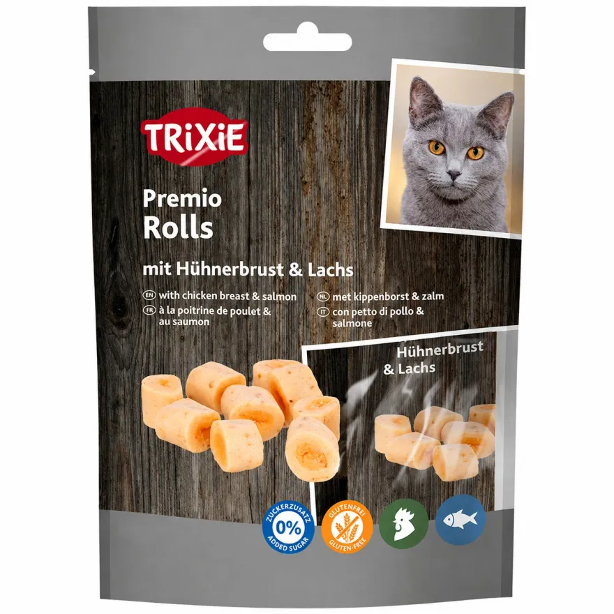 Ласощі для котів Trixie Premio Rolls з курячою грудкою та лососем 5*10г